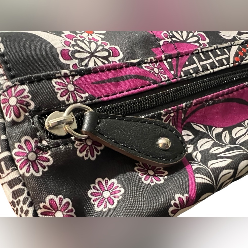 Tyler Rodan Floral Black and White Crossbody Bag with Purple & Orange Accents - Picture 16 of 16